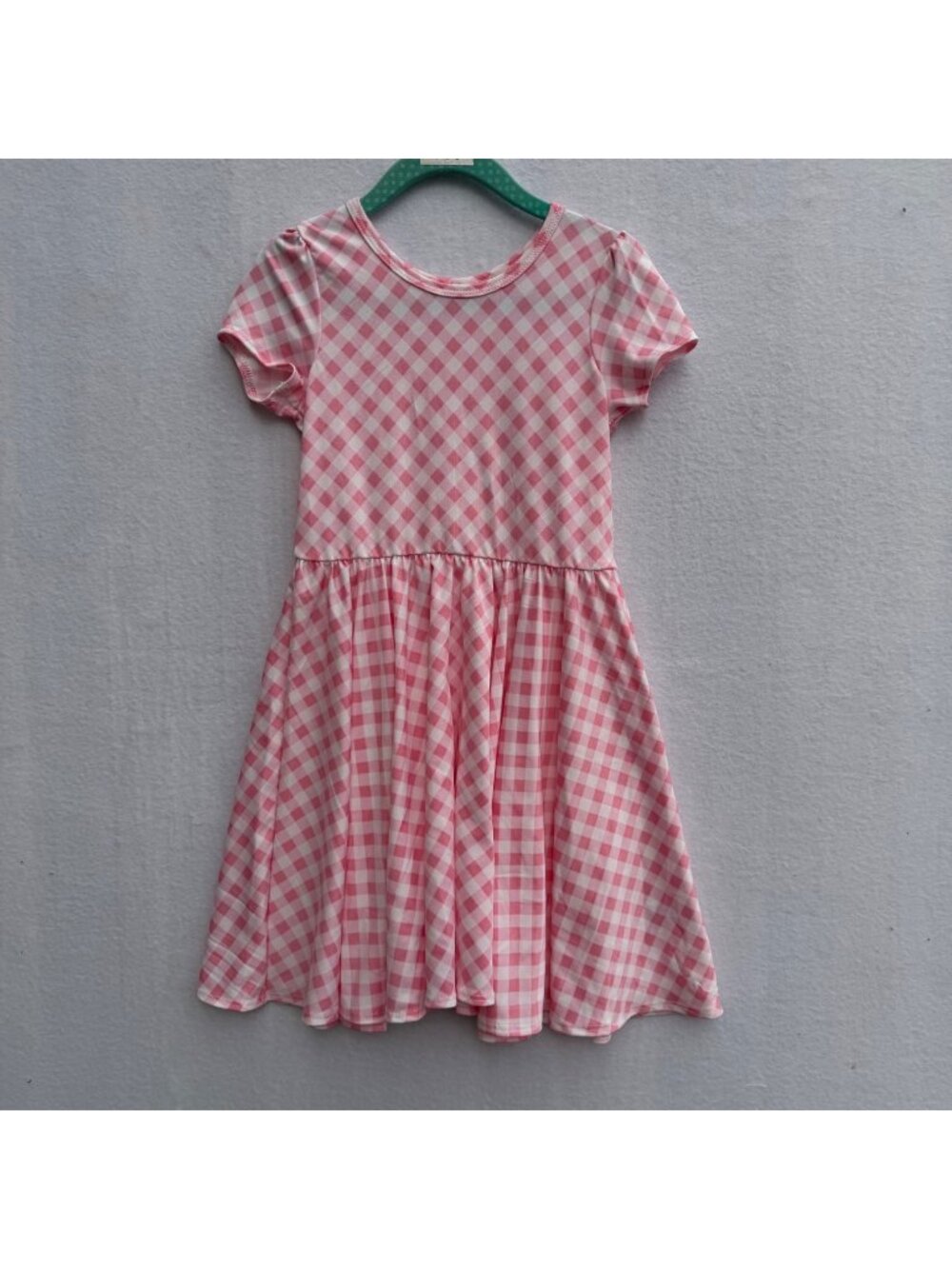 Dotdotsmile Dress Size 3/4 Pink & White Plaid Cap Sleeve New With Tags
